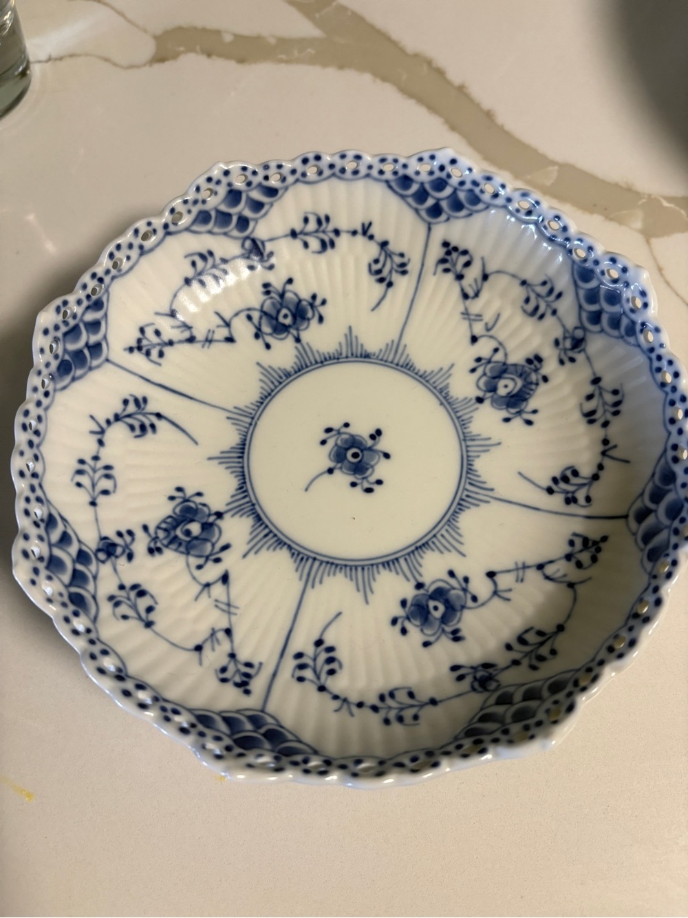 Royal Copenhagen, blue fluted charity by Bruce Haynes Canadian footed compote bo